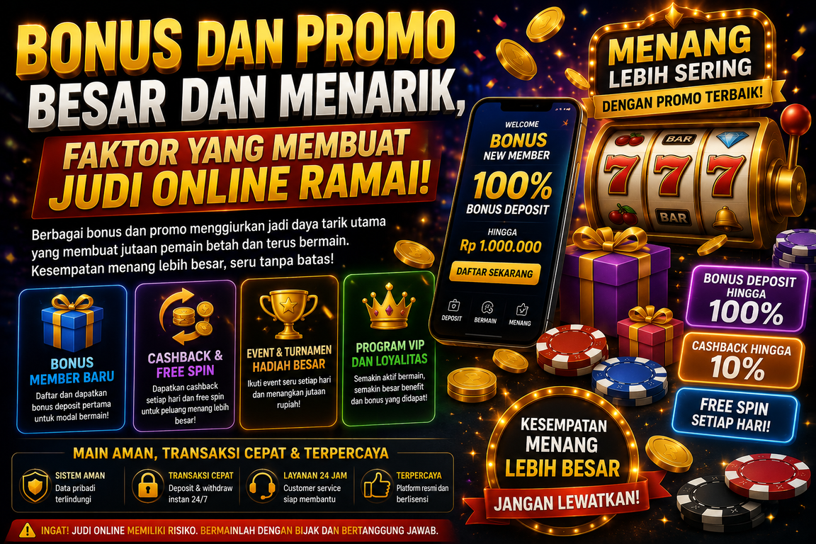 Bonus dan Promo Besar dan Menarik, Faktor yang Membuat Judi Online Ramai