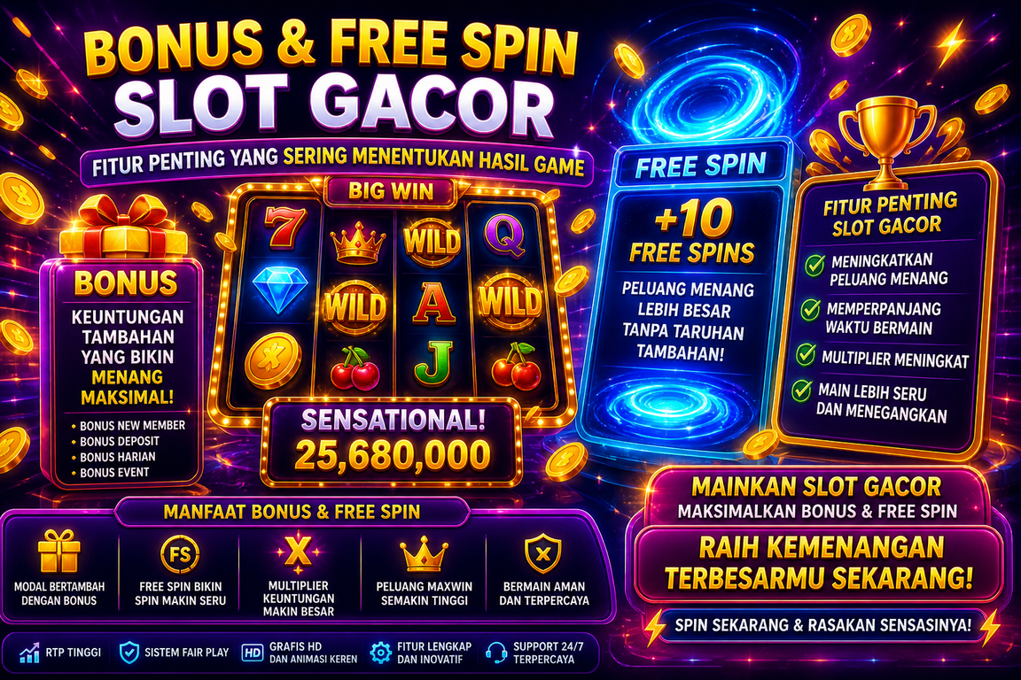 Bonus dan Free Spin Slot Gacor: Fitur Penting yang Sering Menentukan Hasil Game